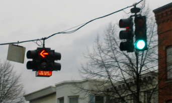 Colour photo of traffic lights
