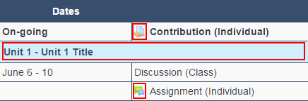 schedule table with non-editable items highlighted