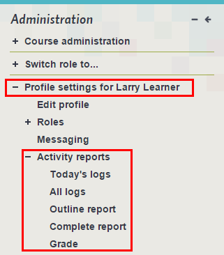 administration block - individual activity reports