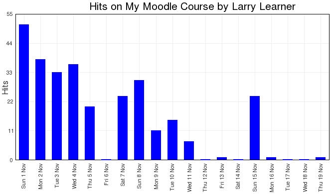 History of hits on the course site by the participant