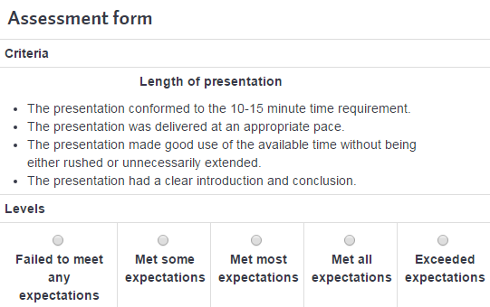 workshop rubric example