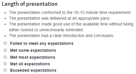 Example rubric with sub-criteria