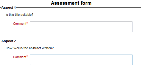 comments assessment form