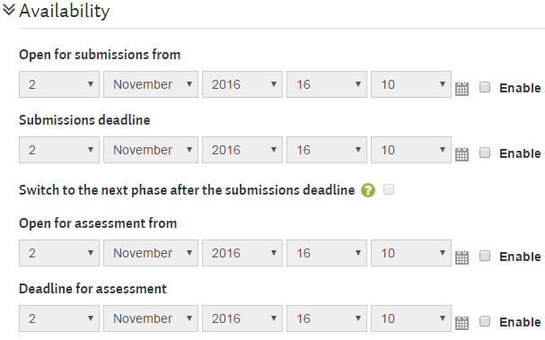 workshopsteps settings availability