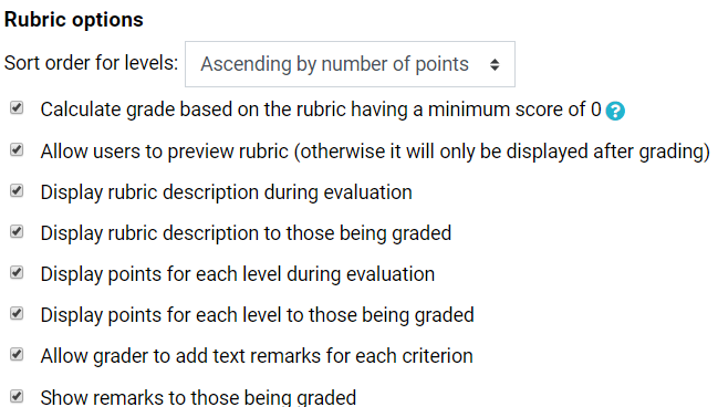 rubric options