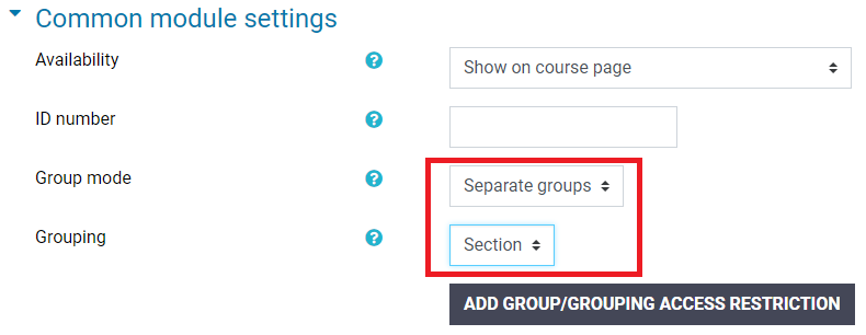 section grouping