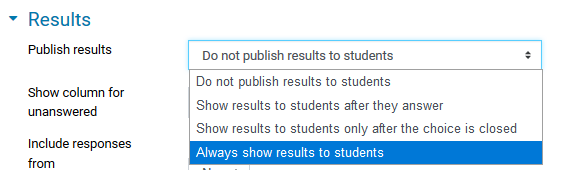 always show results to students
