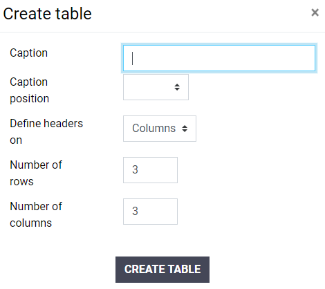 create table