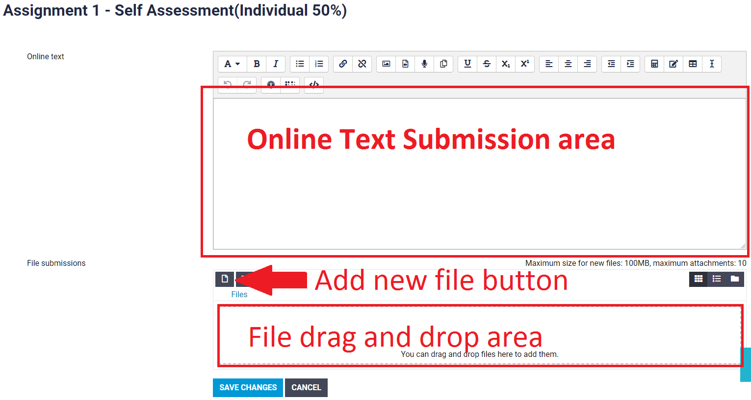 submission screen