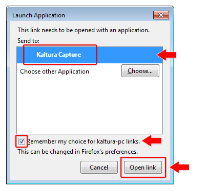 Choose application confirmation