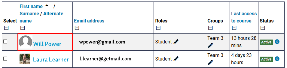 student list