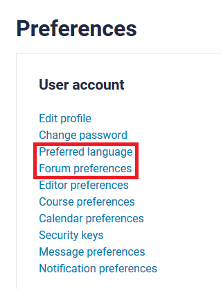 prefered language and forum settings