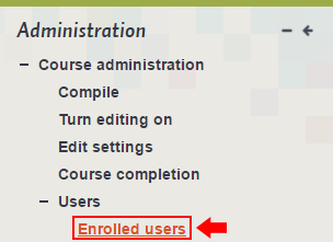 enrol admin menu