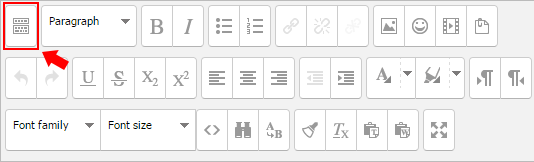 Moodle text editor button to expand to full menu